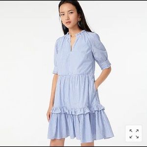 Jcrew Ruffleneck Tiered Popover Dress in Stripe